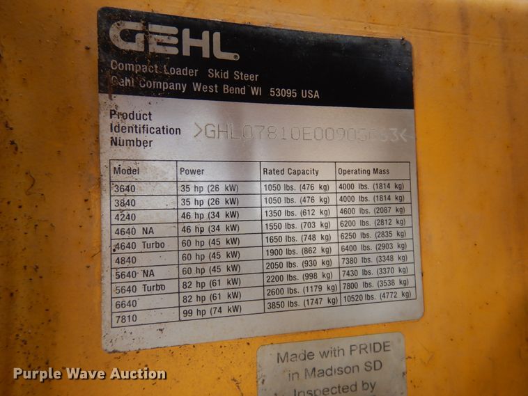 image for item KE9293 2008 Gehl 7810E  skid steer loader