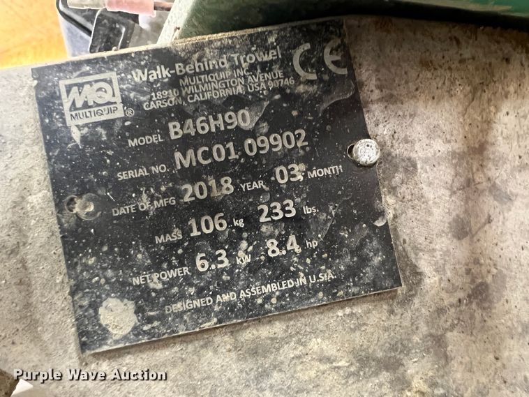 image for item KG9760 2018 Multiquip Whiteman  power trowel
