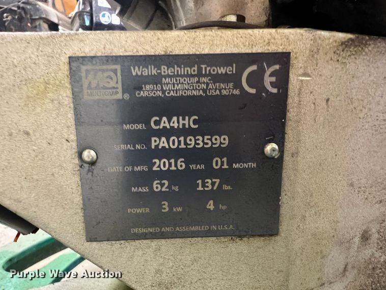 image for item KG9761 2016 Multiquip Whiteman  power trowel