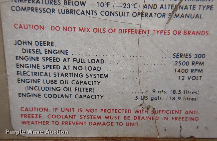 image for item KO9001 1984 Ingersoll Rand 185  air compressor