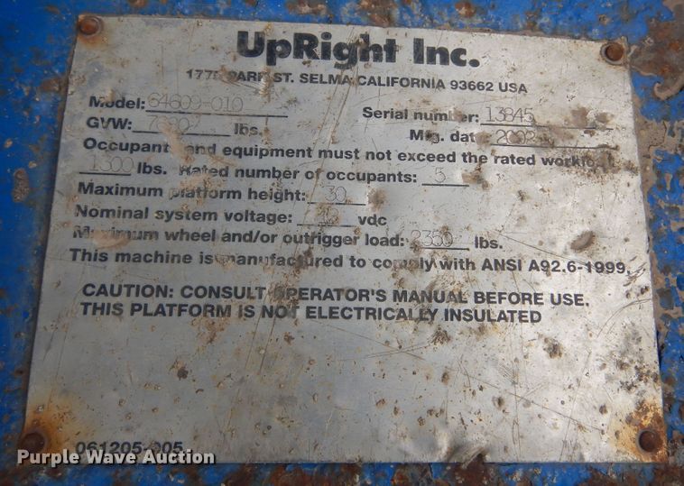 image for item KT9012 2002 Up Right SL30  scissor lift