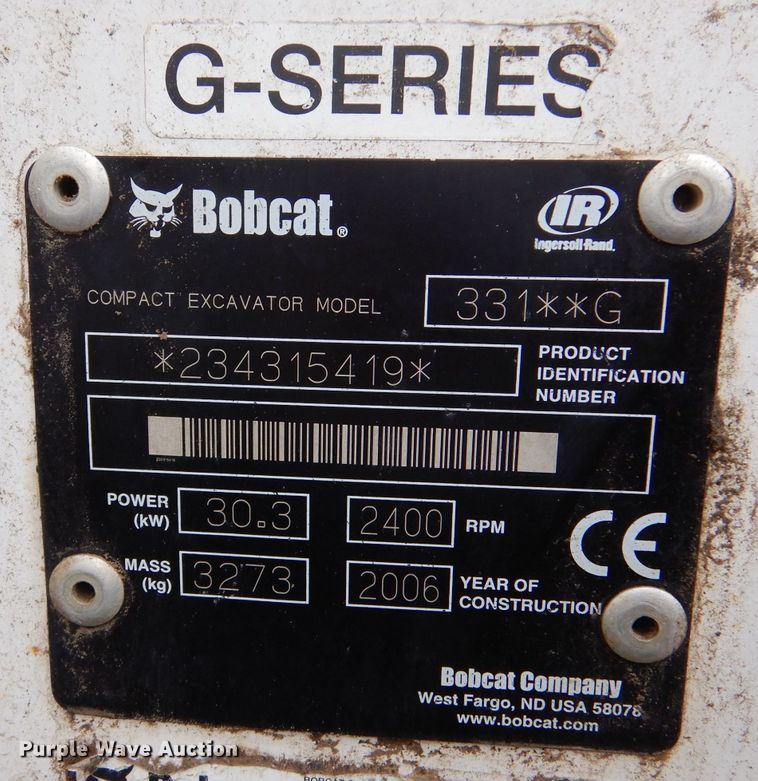 image for item LS9134 2006 Bobcat 331G  mini excavator