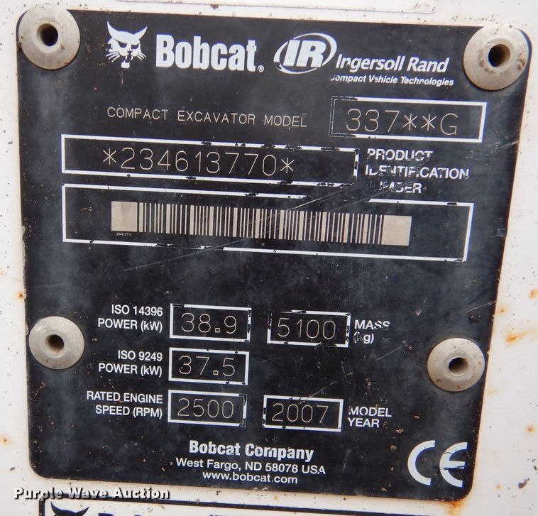 image for item LS9135 2007 Bobcat 337G  mini excavator