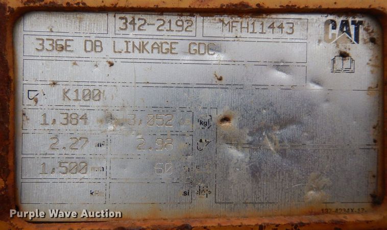 image for item MF9552 2012 Caterpillar 336E L  excavator