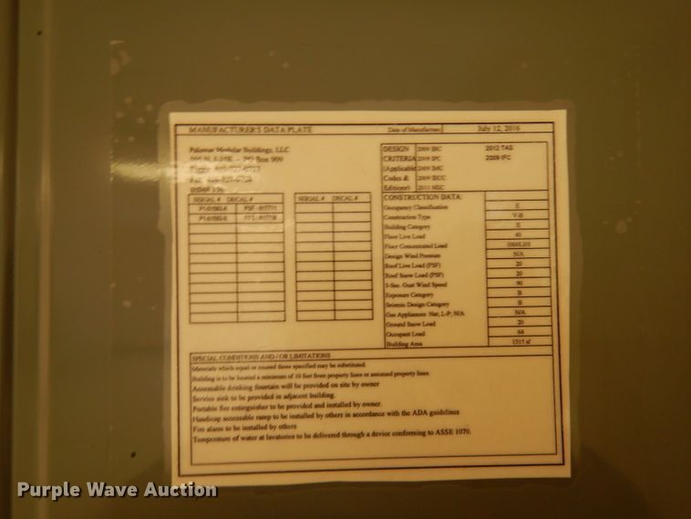 image for item DH8993 2016 Palomar  double wide modular classroom