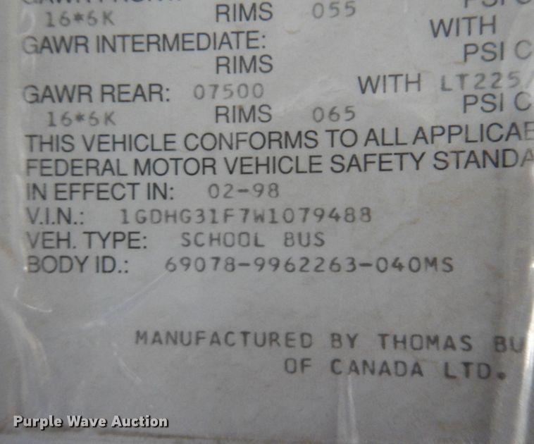 image for item DM5434 1998 GMC Savana G3500  school bus