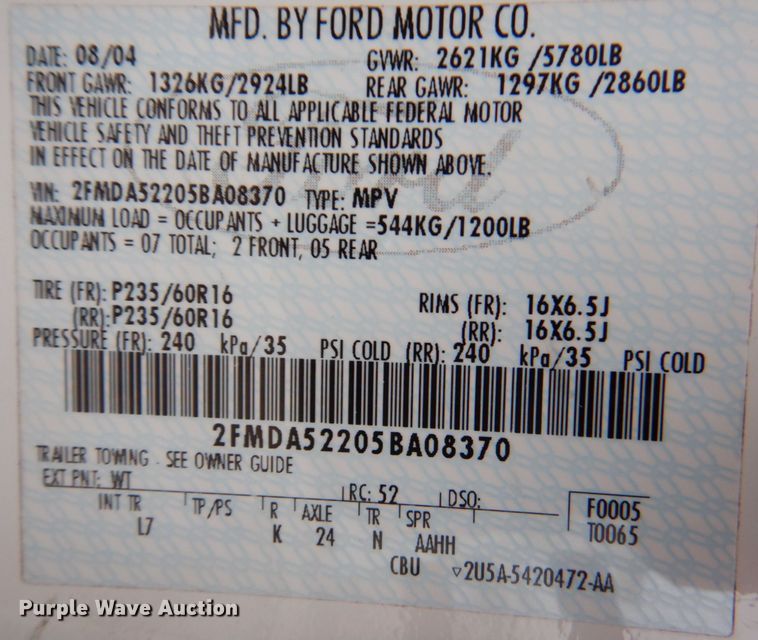 image for item DM6155 2005 Ford Freestar SEL  van