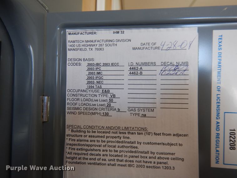 image for item DN1491 2008 Ramtech IHM32  double wide modular classroom