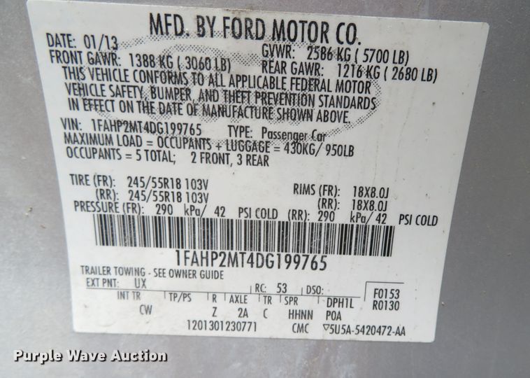 image for item DN7982 2013 Ford Taurus Police Interceptor