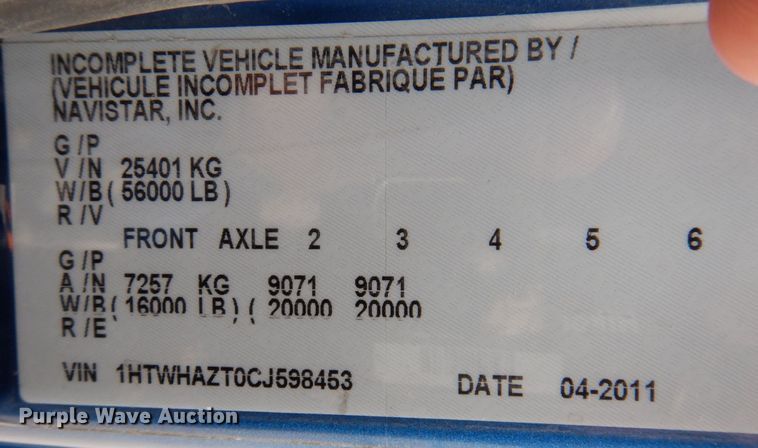 image for item DP5457 2012 International WorkStar 7500  vacuum truck