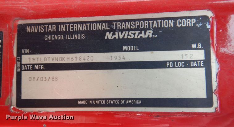 image for item IM9980 1989 International S1954  dump truck