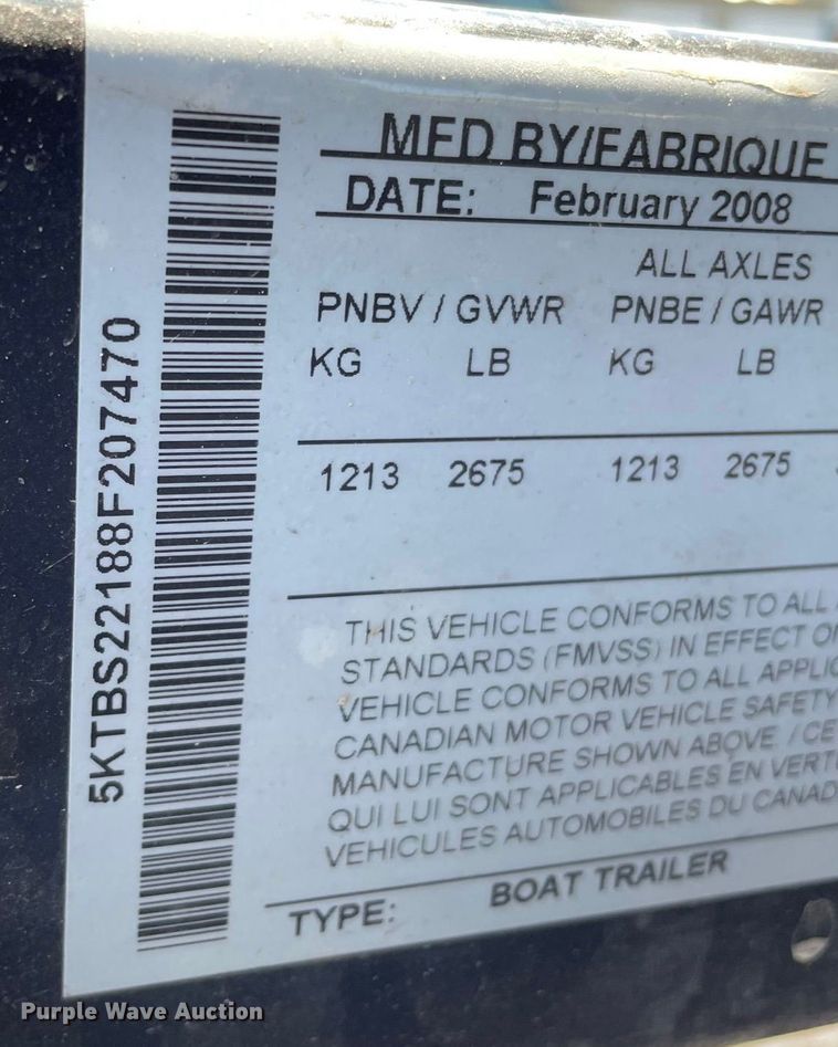 image for item JC9862 2008 Roughneck R2070VTC  boat