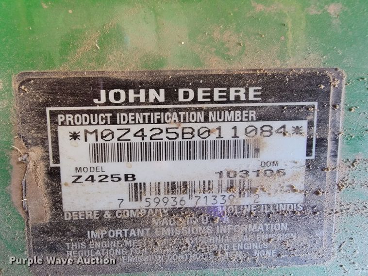 image for item JL9492 John Deere Z425B  lawn mower