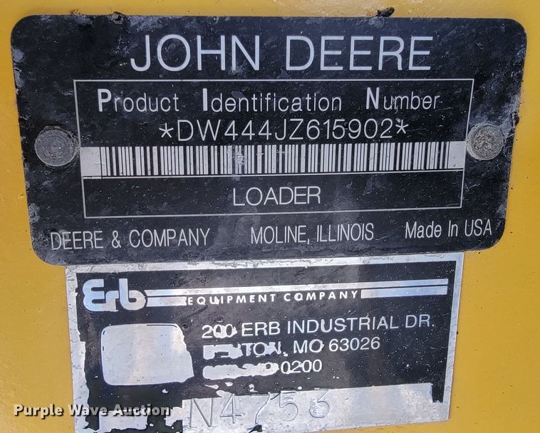 image for item JL9521 2007 John Deere 444J  wheel loader