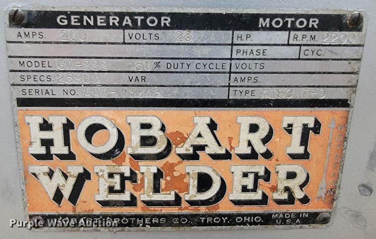 image for item JL9538 Hobart GW-222  welder/generator