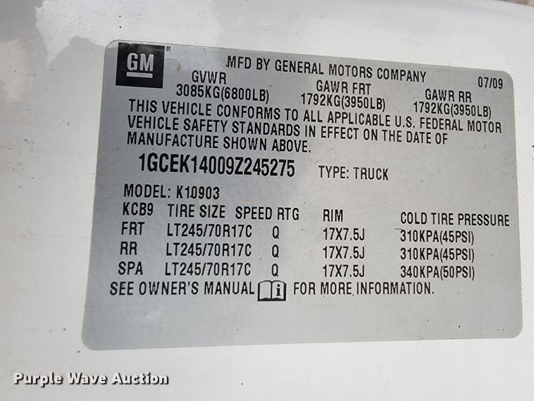 image for item JL9556 2009 Chevrolet Silverado 1500  pickup truck