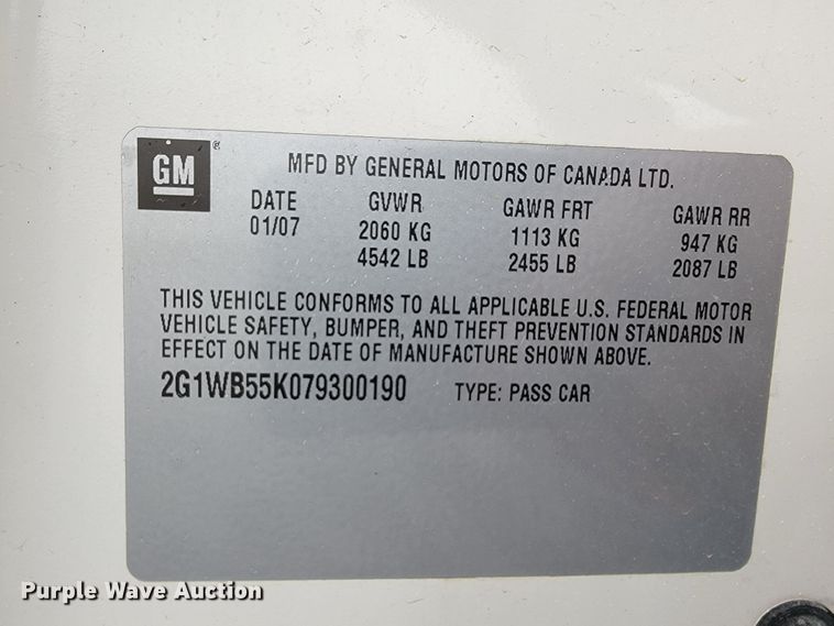 image for item JL9559 2007 Chevrolet Impala LS