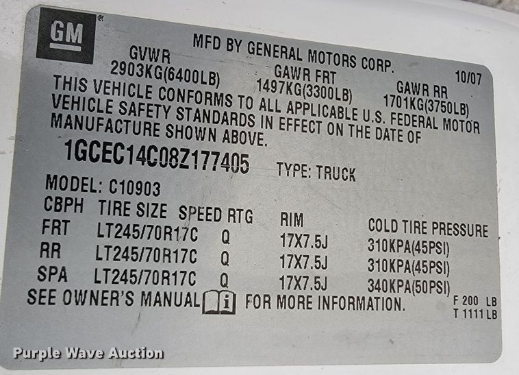 image for item JL9560 2008 Chevrolet Silverado 1500  pickup truck