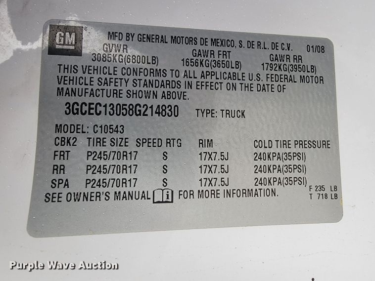 image for item JL9561 2008 Chevrolet Silverado 1500  Crew Cab pickup truck