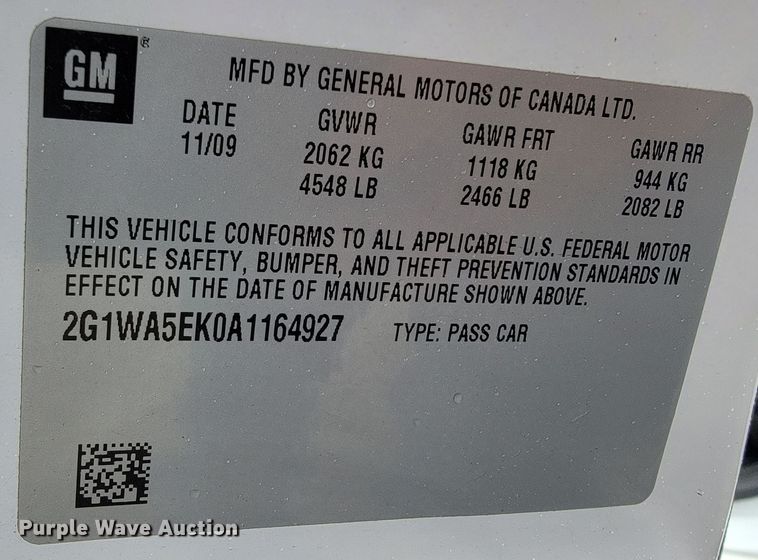 image for item JL9562 2010 Chevrolet Impala