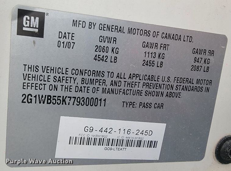 image for item JL9564 2007 Chevrolet Impala LT