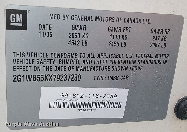 image for item JL9565 2007 Chevrolet Impala LS  LS