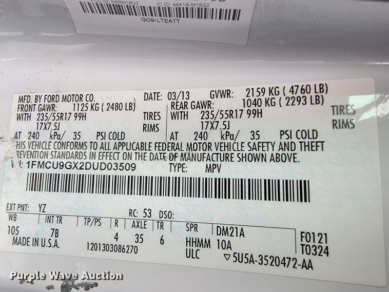 image for item JL9567 2013 Ford Escape  SUV