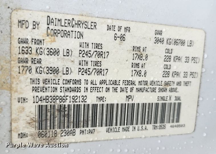 image for item JM9081 2006 Dodge Durango  SUV