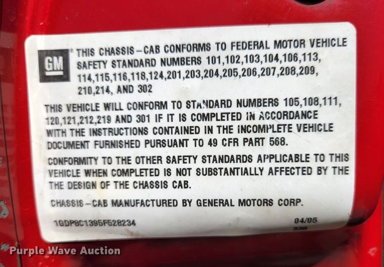 image for item KE9699 2005 GMC C8500  dump truck