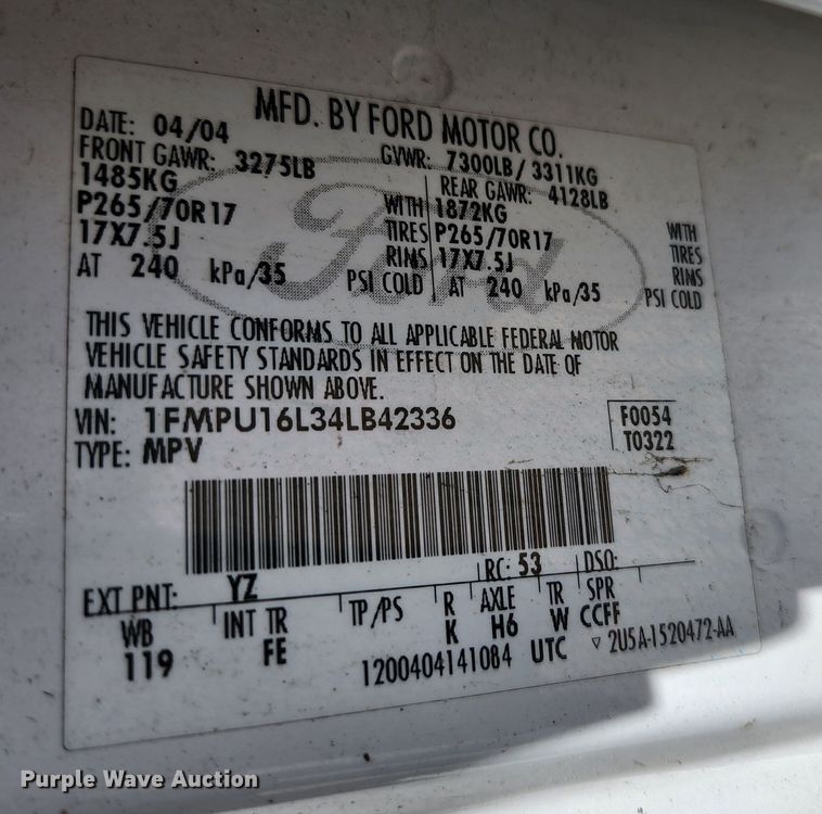 image for item KE9707 2004 Ford Expedition XLT  SUV