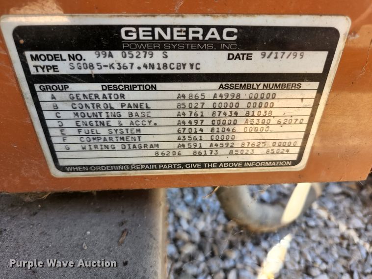 image for item KE9710 2000 Generac 99A 05279  generator