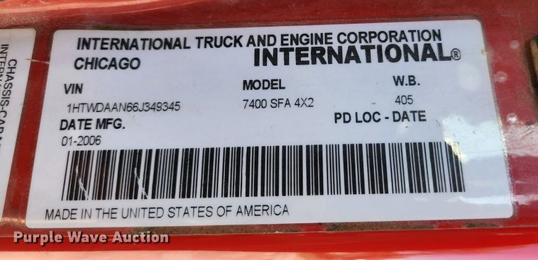 image for item KE9711 2006 International 7400  dump truck