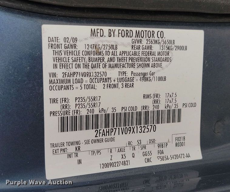 image for item KS9988 2009 Ford Crown Victoria Police Interceptor