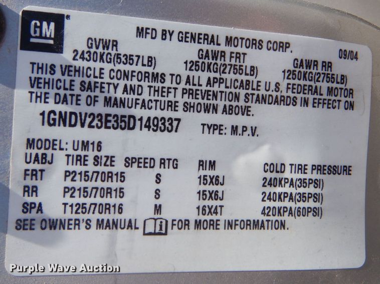 image for item LS9145 2005 Chevrolet Venture  van