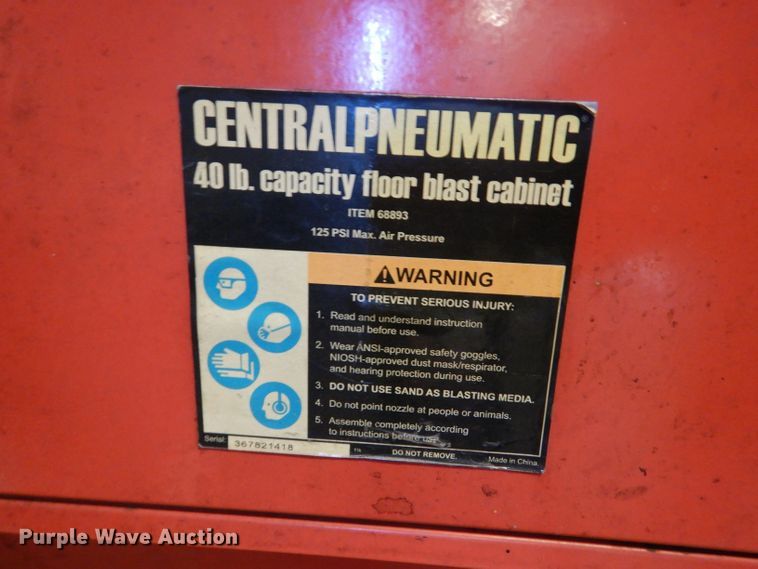 image for item LS9165 Central Pneumatic  sand blasting cabinet