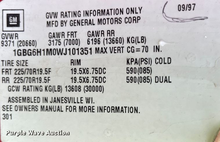 image for item MJ9652 1998 Chevrolet C5500  flatbed truck