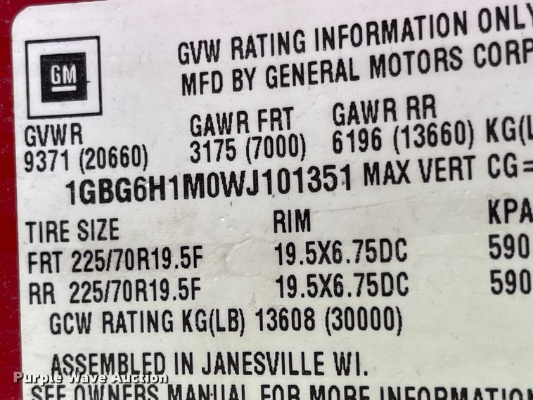 image for item MJ9652 1998 Chevrolet C5500  flatbed truck