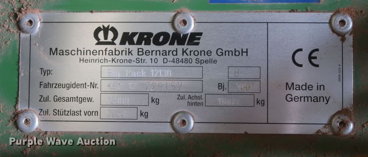 image for item DK3714 2007 Krone Big Pack 12130  large square baler