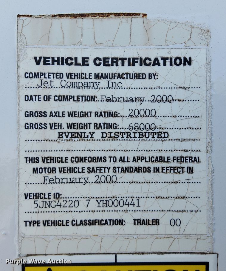 image for item DN6804 2000 Jet  grain trailer