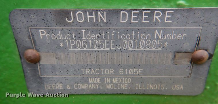 image for item KP9158 2018 John Deere 6105E  MFWD tractor