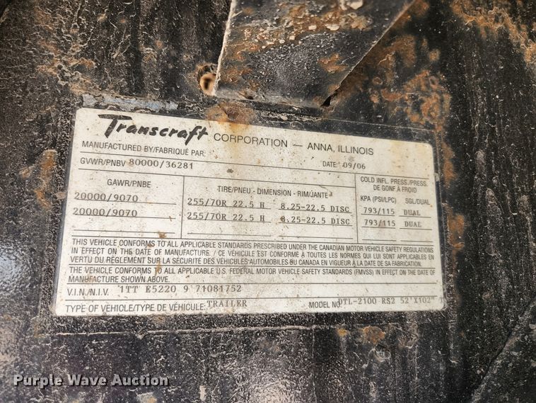 image for item DI1205 2007 Transcraft DTL-2100 RS2  drop deck trailer