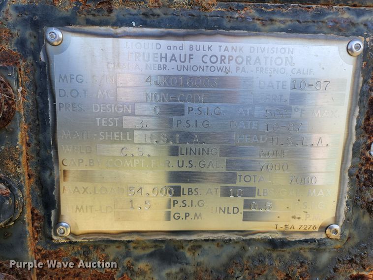 image for item DI1210 1988 Fruehauf TEH-FE2-R 7000  tank trailer