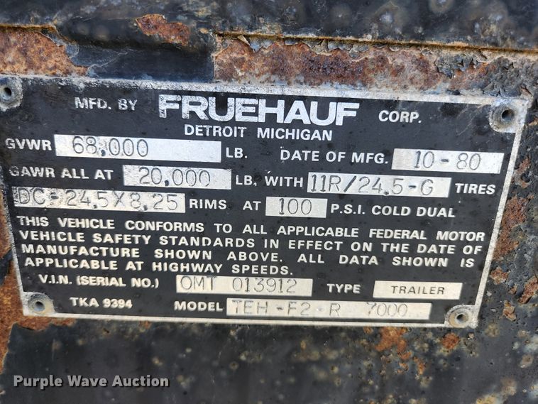 image for item DI1211 1981 Fruehauf TEH-FE2-R 7000  tank trailer