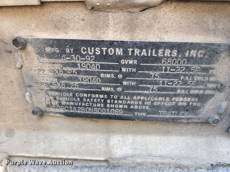 image for item DI1213 1992 Custom Trailers  tank trailer