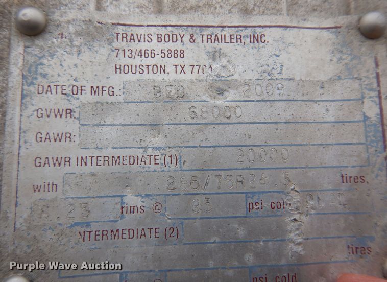 image for item DK0899 2010 Travis  end dump trailer