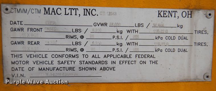 image for item DK1998 2014 Mac LTT Inc  tank trailer