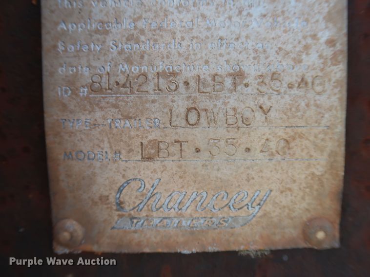 image for item DK3721 1981 Chancey LBT3540  equipment trailer
