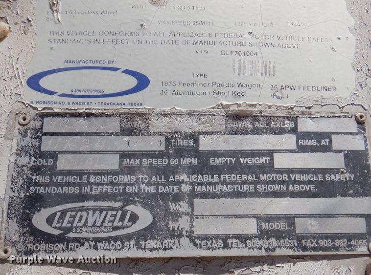 image for item DK8249 1976 Ledwell  feed delivery trailer