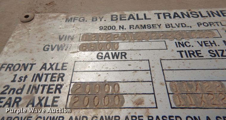 image for item DM5432 1993 Beall Transline  bottom dump trailer