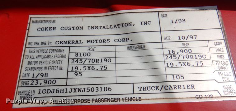 image for item DM6184 1998 GMC C6500  rollback truck